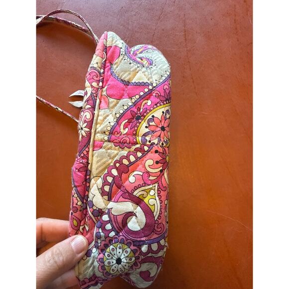 Vera Bradley Frannie Crossbody Bag Paisley Meets Plaid Pink Floral Quilted - Picture 7 of 7